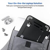 Portronics My Buddy K3 Pro Adjustable Laptop Stand | Foldable, Portable Design | Carbon Steel Body for Laptops & Tablets up to (39.62 cm )15.6" | Enhanced Airflow & Ergonomic Comfort (Grey)