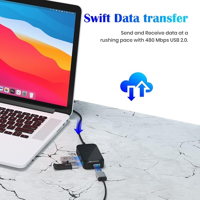 Portronics Mport 4D USB 2.0 Hub with 4 Ports, Plug & Play, Data Transfer Upto 480Mbps for Laptop & Computer (Black) Portronics Mport 4D USB 2.0 Hub with 4 Ports, Plug & Play, Data Transfer Upto 480Mbps for Laptop & Computer (Black)