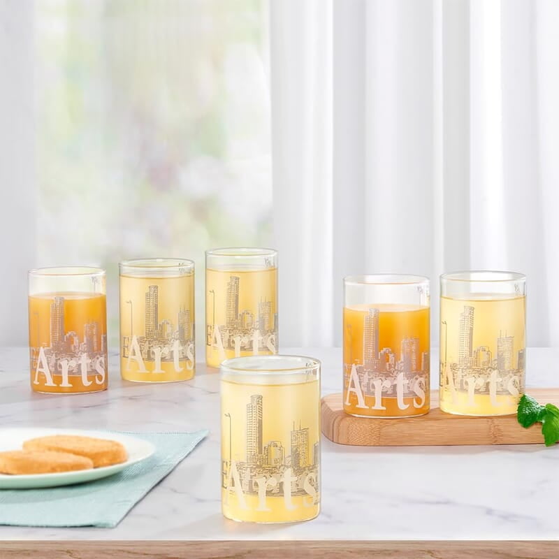Borosil Artisan Roma 295 ml 6 pcs Set Transparent Drinking Glass |Borosilicate Glass Tumblers for Water, Cold Drinks, Juice| Flame Proof, Microwave & Dishwasher Safe | for Daily use & Gifting