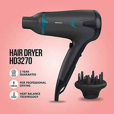 Havells 1700W 2-In-1 Hair Dryer With Diffuser & Thin Concentrator Heat Balance Technology