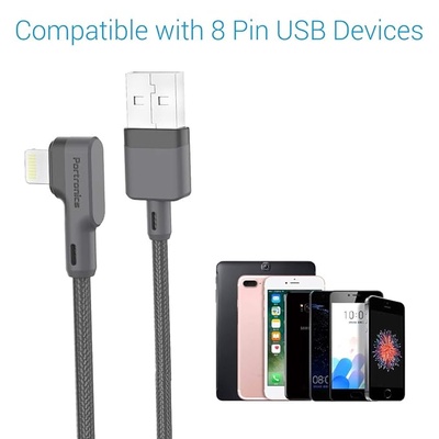 Portronics Konnect L 2M Fast Charging 3A 8 Pin USB Cable with Charge & Sync Function (Grey) Portronics Konnect L 2M Fast Charging 3A 8 Pin USB Cable with Charge & Sync Function (Grey)