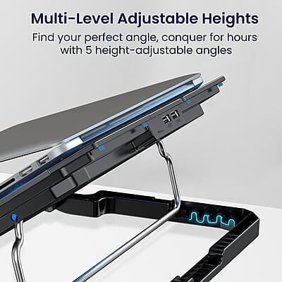 Portronics My Buddy Air 2 Laptop Cooling Pad with Dual Cooling Fans, Multi-Level Height Adjustable, Mobile Holder