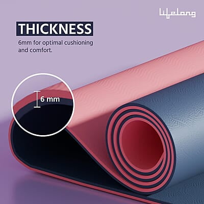 Lifelong Dual Color TPE Material Yoga Mat for Women & Men 6mm Anti-Slip Yoga Mat for Gym Workout Exercise Mat Lifelong Dual Color TPE Material Yoga Mat for Women & Men 6mm Anti-Slip Yoga Mat for Gym Workout Exercise Mat