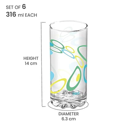 Treo by Milton D Ziner Torrent Glass Set of 6, 316 ml, Bubbles Treo by Milton D Ziner Torrent Glass Set of 6, 316 ml, Bubbles