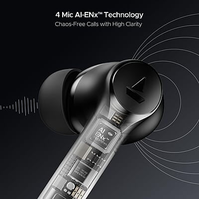 boAt Newly Launched Airdopes 300 Premium Truly Wireless in-Ear Earbuds with 4 Mics AI-ENx Spatial Audio, 50HRS Playtime, Multipoint Connection, ASAP Charge, Hearables App Support