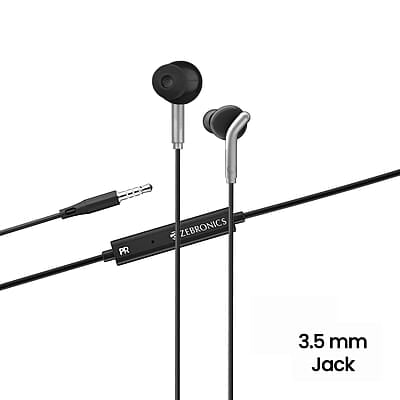 Zebronics Zeb-Bro in Ear Wired Earphones with Mic, 3.5mm Audio Jack, 10mm Drivers, Phone/Tablet Compatible