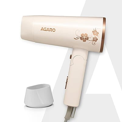 AGARO HD 1217 Hair Dryer, 2 Speed 3 Temperature Settings, Cool Shot, Foldable handle, 1800Watts