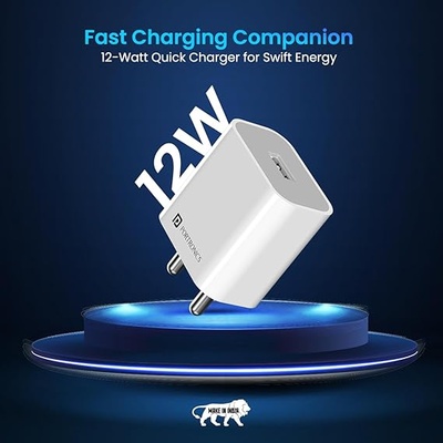 Portronics Adapto 12 M 2.4A 12W Fast Wall Charger with 1M Type C Charging Cable for iPhone 11/Xs/XS Max/XR/X/8/7/6/Plus, iPad Pro/Air 2/Mini 3/Mini 4, Samsung S4/S5, and More(White) Portronics Adapto 12 M 2.4A 12W Fast Wall Charger with 1M Type C Charging Cable for iPhone 11/Xs/XS Max/XR/X/8/7/6/Plus, iPad Pro/Air 2/Mini 3/Mini 4, Samsung S4/S5, and More(White)