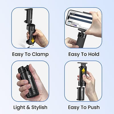 Portronics Mobot Clip Mobile Holder with 360° Adjustable Angles, Light Weight, Pocket Friendly, Mobile Stand for Table