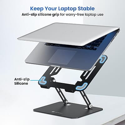 Portronics My Buddy K3 Pro Laptop Stand with Adjustable Height & Angle, Foldable Portable Design, Improved Air Flow