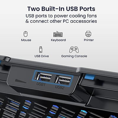 Portronics My Buddy Air 2 Laptop Cooling Pad with Dual Cooling Fans, Multi-Level Height Adjustable, Mobile Holder