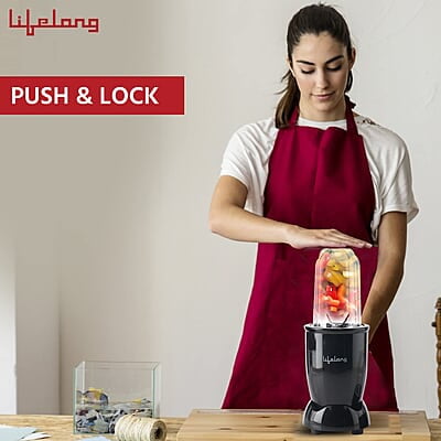 Lifelong Regalia PowerNutri Mixer/Grinder/Blender/Shaker, 2 Stainless Steel Blades,2 Unbreakable Jars, 450 W Powerful Copper Motor