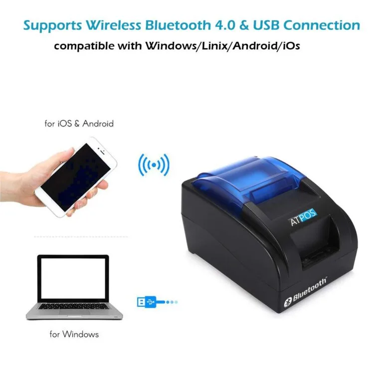 Atpos H58BT 58mm Bluetooth Thermal Receipt Printer | 2 Inch Atpos H58BT 58mm Bluetooth Thermal Receipt Printer | 2 Inch