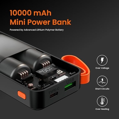 Portronics Ampbox 10K 10000 mAh Nano Power Bank with 22.5W,Type C Input, Wake Up Button(Black) Portronics Ampbox 10K 10000 mAh Nano Power Bank with 22.5W,Type C Input, Wake Up Button(Black)