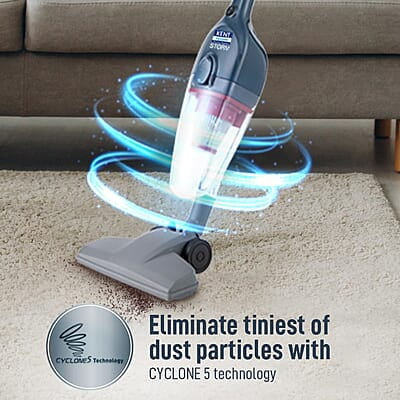 KENT Storm Vacuum Cleaner 600W  Cyclone5 Technology and HEPA Filter  Bagless Design Ideal for Floors, Curtains, Carpets, Sofa Grey