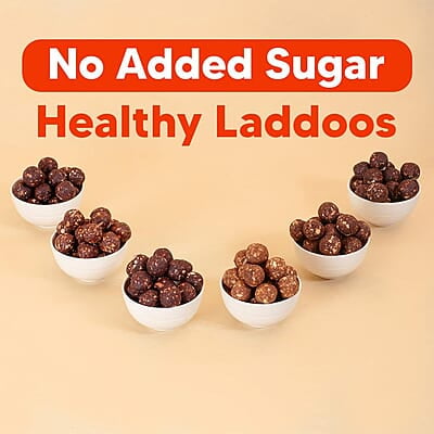 EAT BETTER CO - Assorted Healthy Laddoos - 42 Laddoos in Six Flavours | No Added Sugar | Made with 95% Dry-Fruits | High Protein & Instant Energy - Healthy Chocolate, 570 Gram