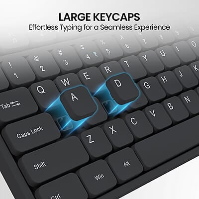 Portronics Ki-Pad 3 USB Wired Keyboard with Large Keycaps, Noise-Free Typing, Fn Multimedia Hotkeys, Full-Size Layout with Num Pad, Ergonomic Design, 1.5m USB Cable