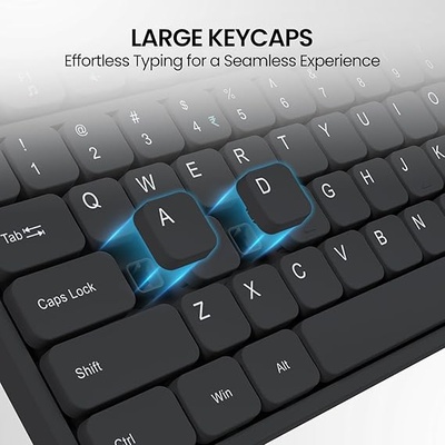 Portronics Ki-Pad 3 USB Wired Keyboard with Large Keycaps, Noise-Free Typing, Fn Multimedia Hotkeys, Full-Size Layout with Num Pad, Ergonomic Design, 1.5m USB Cable, for Laptop, PC, Mac Portronics Ki-Pad 3 USB Wired Keyboard with Large Keycaps, Noise-Free Typing, Fn Multimedia Hotkeys, Full-Size Layout with Num Pad, Ergonomic Design, 1.5m USB Cable, for Laptop, PC, Mac