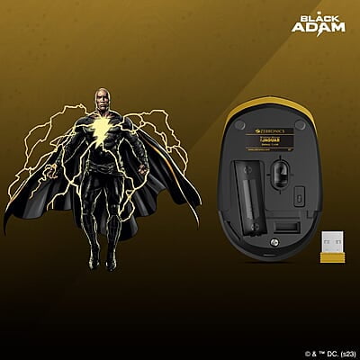 ZEBRONICS Jaguar Wireless Mouse (Black Adam), 2.4GHz with USB Nano Receiver, High Precision Optical Tracking, 4 Buttons, Metal Wheel, Ambidextrous, for PC/Mac/Laptop