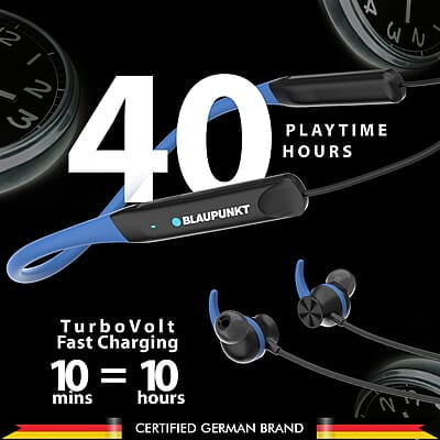 Blaupunkt Newly Launched Be120 Touch Wireless in Ear Neckband with Multi-Touch Control I Auto Magnetic Off I Gaming Ready I 40H Playtime I Turbovolt Charging I Built-in Handsfree Calling