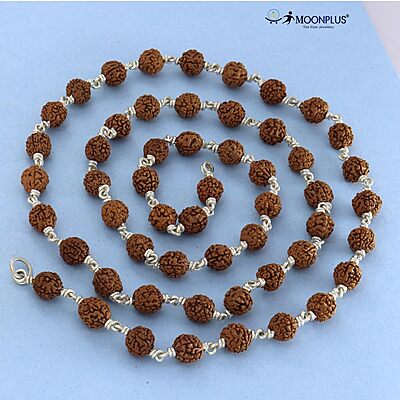 Silver tied Rudraksha Mala With Ruthratcham Pendant|With Certificate Silver tied Rudraksha Mala With Ruthratcham Pendant|With Certificate
