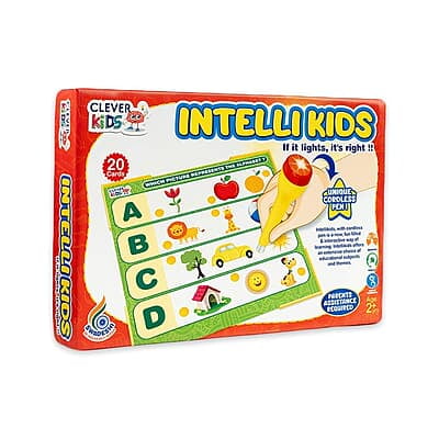 Intellikids Electro Game, 10 Double Sided Printed Cards, If it Lights its Right!! Learn About Alphabet,Numbers,Colors,Shapes,etc