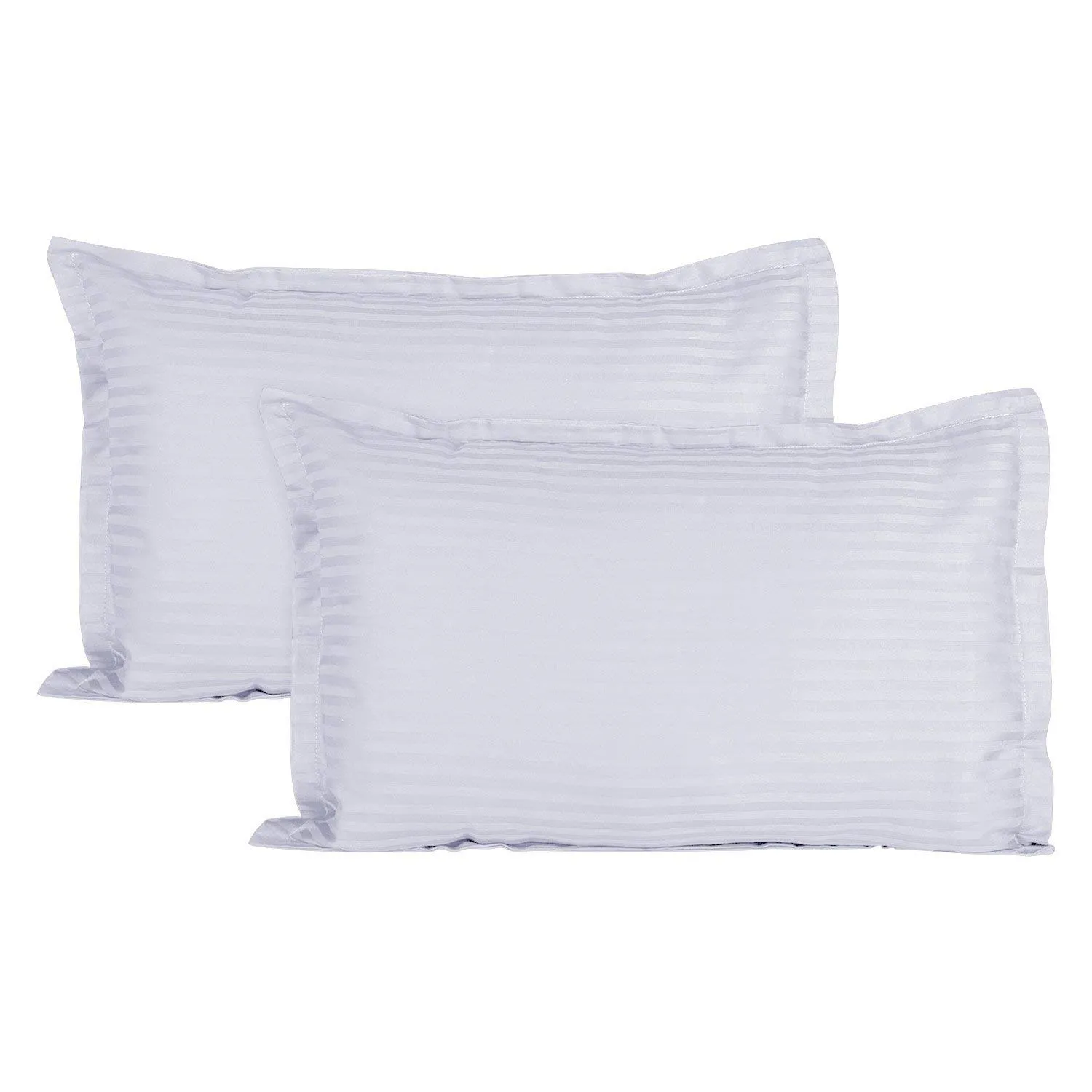 100% Cotton Pillow Cover (Framed) - 400 TC - Striped - White