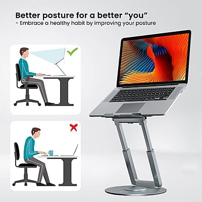 Portronics My Buddy K8 Portable Laptop Stand with 360° Rotating Base, Posture Support, Adjustable Height