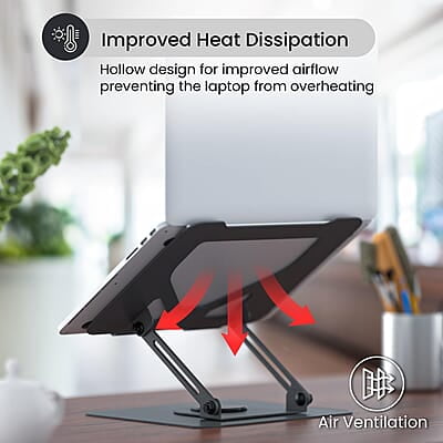 Portronics My Buddy K11 Metal Laptop Stand with 360° Rotation, Height & Angle Adjustable, Foldable Design
