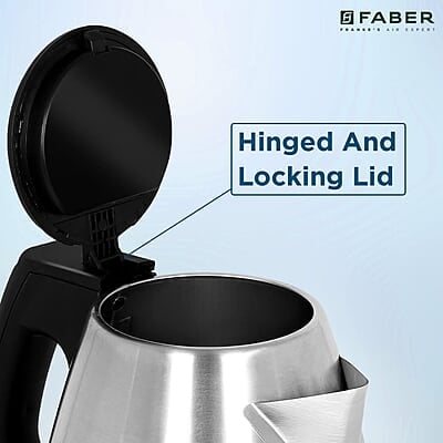 Faber Electric Kettle with Stainless Steel Body, FK 1.2 litres boiler for Water, SS