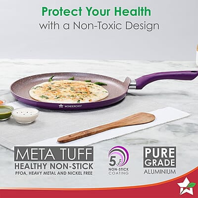 Wonderchef Royal Velvet Non-stick 30cm Dosa Tawa 3 mm thick 1.8 litres Virgin Aluminium