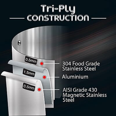 Wonderchef Nigella Stainless Steel Casserole with Lid Curved Body Glass Lid with Steam Vent 16cm Wonderchef Nigella Stainless Steel Casserole with Lid Curved Body Glass Lid with Steam Vent 16cm