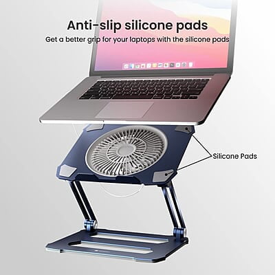 Portronics My Buddy K10 Portable Laptop Stand with Multiple Height Adjustable Angles, Fan-Based Ventilated Bottom