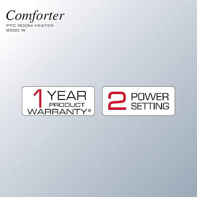 Havells Comforter Room Heater 2000 Watt with Overheat Protection, Adjustable Thermostat Control Knob