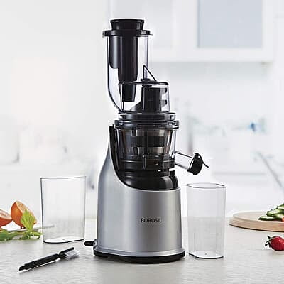 Borosil Health Pro Cold Press Slow Juicer, Portable Slow Juicer, Compact Design, For Fresh Fruits & Vegetables, 200 W