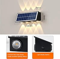 Solar Powered RGB Wall Lights Outdoor Waterproof Up and Down Lights Outside LED Wall Washer