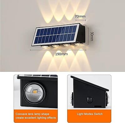 Solar Powered RGB Wall Lights Outdoor Waterproof Up and Down Lights Outside LED Wall Washer