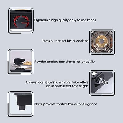 Wonderchef Platinum Plus 2 Burner Auto Glass Cooktop 6mm Toughened Glass Auto Ignition