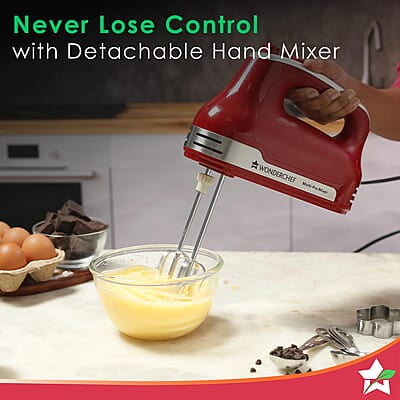 Wonderchef Crimson Revo Stand Mixer and Beater with 5 Speed Settings 4.5L Stainless Steel Bowl 300 Watt