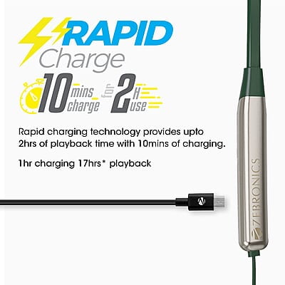 ZEBRONICS Zeb-Evolve BTv5.0, Voice Assistant, Rapid Charge, Dual Pairing, Call Function, Magnetic Earpiece Bluetooth Wireless in Ear Earphones with Mic