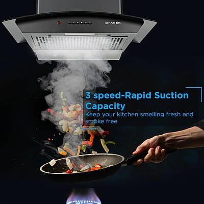 Faber 60 Cm 1100 M³/Hr Auto-Clean Curved Glass Kitchen Chimney [HOOD ALPHA In HC PB FL BK 60]