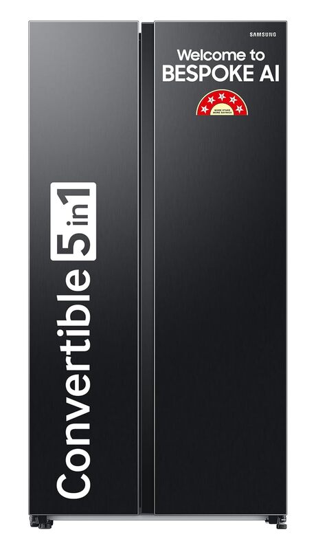 Samsung 653 L, 5 Star, Frost Free, Double Door, Convertible 5-in-1 Digital Inverter, Side By Side AI Enabled Smart Refrigerator with WiFi