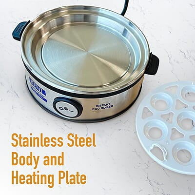 KENT Instant Egg Boiler | 360-Watt | Boil 7 Eggs at a Time | 3 Boiling Modes | Stainless Steel Body & Heating Plate | Automatic Power Off | Accessories Available