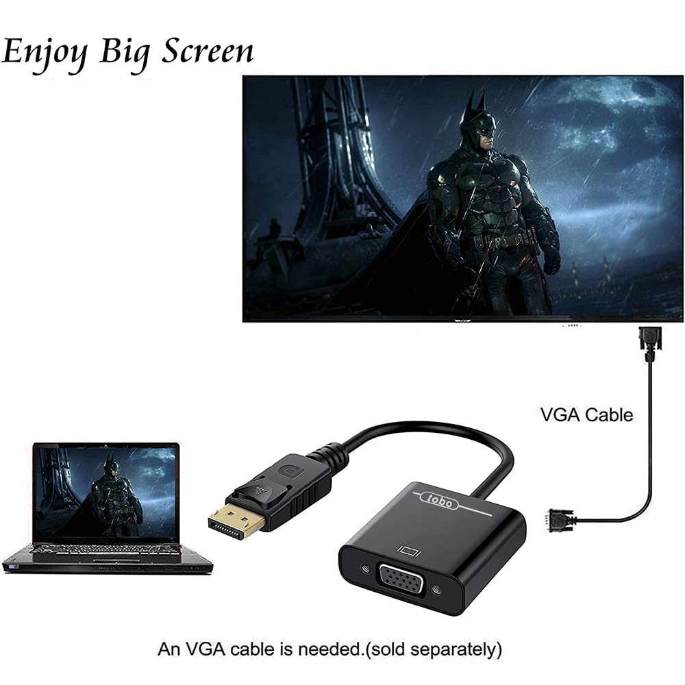 DisplayPort (DP) Male to VGA Adapter Female , Gold-Plated Compatible with Computer, Desktop, Laptop, PC, Monitor, Projector, HDTV TD-260TC DisplayPort (DP) Male to VGA Adapter Female , Gold-Plated Compatible with Computer, Desktop, Laptop, PC, Monitor, Projector, HDTV TD-260TC