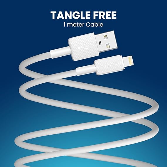 Portronics Konnect Link USB to 8PIN Fast Charging Cable with iOS Compatibility, 3.0A Output, 480Mbps Data Transfer, 1M Length(White) Portronics Konnect Link USB to 8PIN Fast Charging Cable with iOS Compatibility, 3.0A Output, 480Mbps Data Transfer, 1M Length(White)