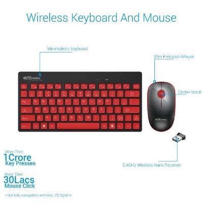 Portronics Key2-A Combo of Multimedia Wireless Keyboard & Mouse, Compact Light-Weight for PCs, Laptops and Smart TV, Black Portronics Key2-A Combo of Multimedia Wireless Keyboard & Mouse, Compact Light-Weight for PCs, Laptops and Smart TV, Black