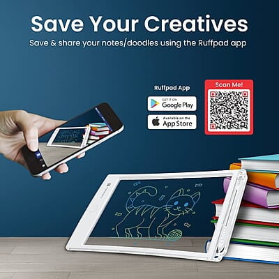 Portronics Ruffpad One Transparent Multicolor LCD Writing Pad with 8.5 inch Writing Area, India's first notepad to save and share your child's first creatives via Ruffpad app on your Smartphone