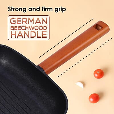 Wonderchef Caesar Forged Virgin Aluminium Grill Pan, 24cm, Black, Greblon C3 Non-stick Coating Wonderchef Caesar Forged Virgin Aluminium Grill Pan, 24cm, Black, Greblon C3 Non-stick Coating