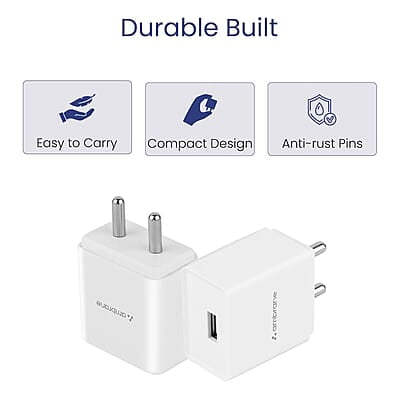 Ambrane 10.5W USB Mobile Charger Adapter, Compatibility with Android & Other USB Enabled Devices, Multi-Layer Protection, Made in India Wall Charger Adapter, BIS Certified