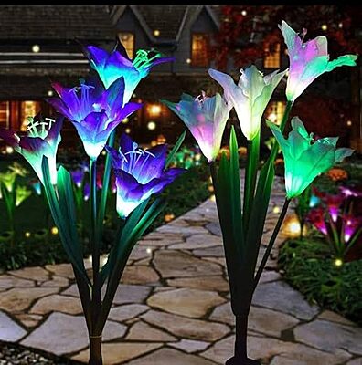 Flower Lily Solar Changing Garden Lights - Solar-Powered, Colour Changing Flower Lily Solar Changing Garden Lights - Solar-Powered, Colour Changing